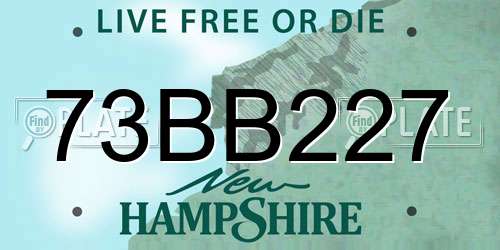 73BB227 New Hampshire License Plate