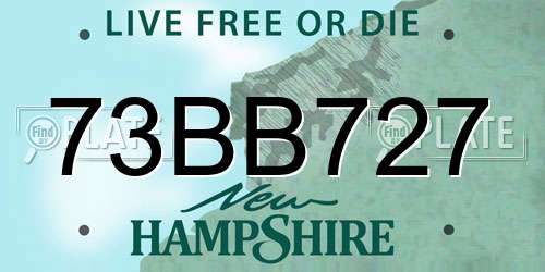 73BB727 New Hampshire License Plate
