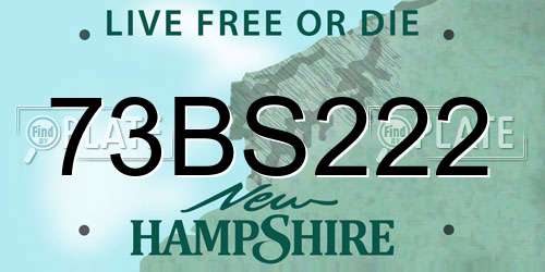 73BS222 New Hampshire License Plate