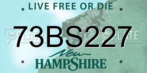 73BS227 New Hampshire License Plate