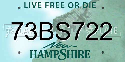 73BS722 New Hampshire License Plate