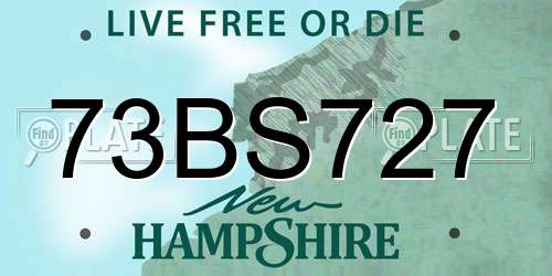 73BS727 New Hampshire License Plate