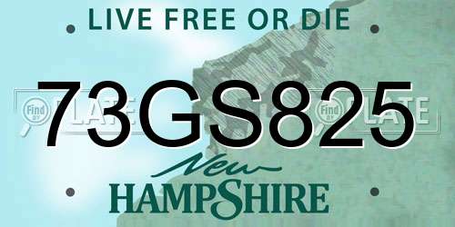 73GS825 New Hampshire License Plate