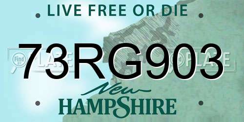 73RG903 New Hampshire License Plate