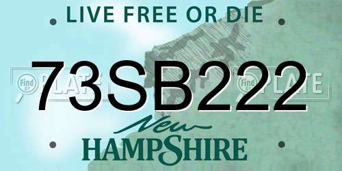 73SB222 New Hampshire License Plate