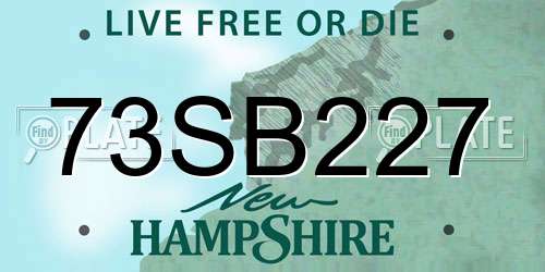73SB227 New Hampshire License Plate