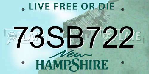 73SB722 New Hampshire License Plate