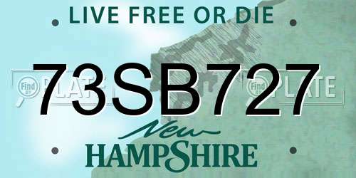 73SB727 New Hampshire License Plate