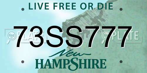 73SS777 New Hampshire License Plate