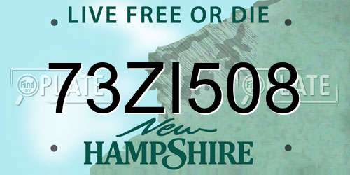 73ZI508 New Hampshire License Plate
