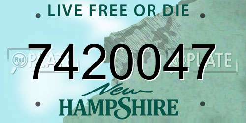 7420047 New Hampshire License Plate