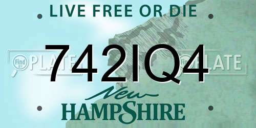742IQ4 New Hampshire License Plate