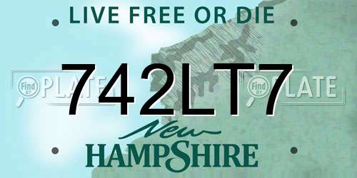 742LT7 New Hampshire License Plate