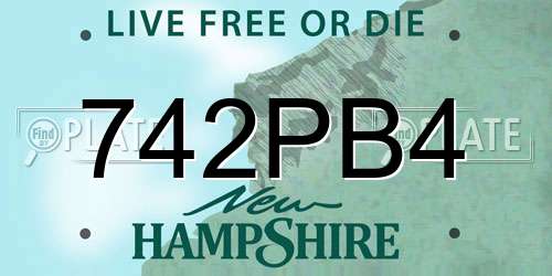 742PB4 New Hampshire License Plate