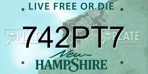 742PT7 New Hampshire License Plate