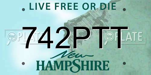 742PTT New Hampshire License Plate