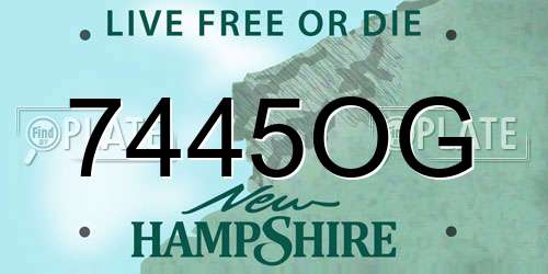 7445OG New Hampshire License Plate