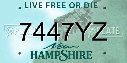 7447YZ New Hampshire License Plate