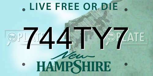 744TY7 New Hampshire License Plate