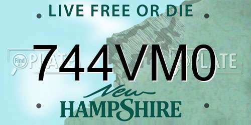 744VM0 New Hampshire License Plate