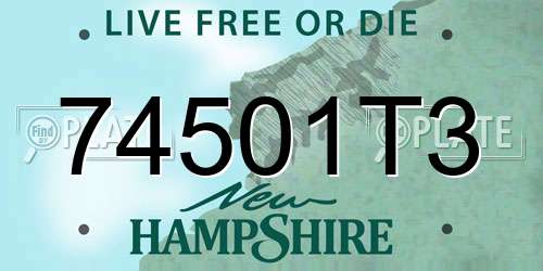 74501T3 New Hampshire License Plate