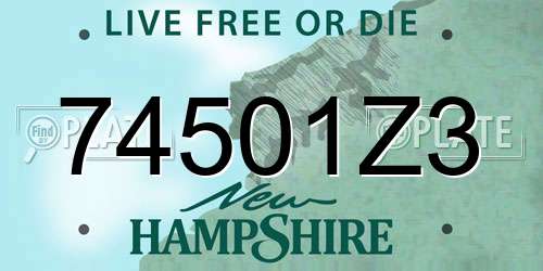 74501Z3 New Hampshire License Plate