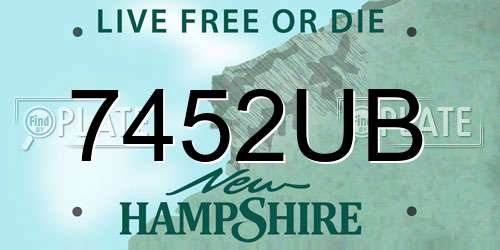 7452UB New Hampshire License Plate