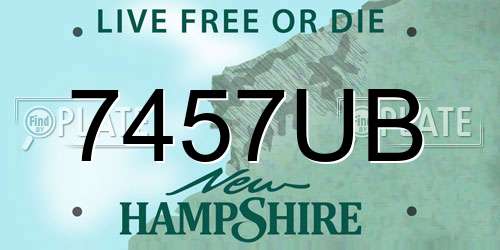7457UB New Hampshire License Plate