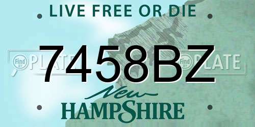 7458BZ New Hampshire License Plate
