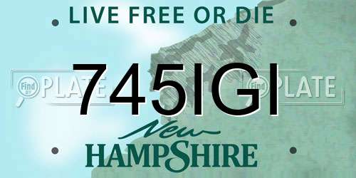 745IGI New Hampshire License Plate