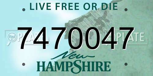 7470047 New Hampshire License Plate