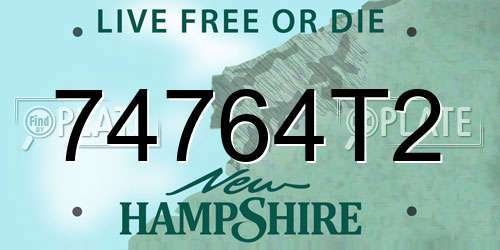 74764T2 New Hampshire License Plate