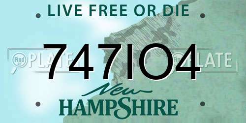 747IO4 New Hampshire License Plate