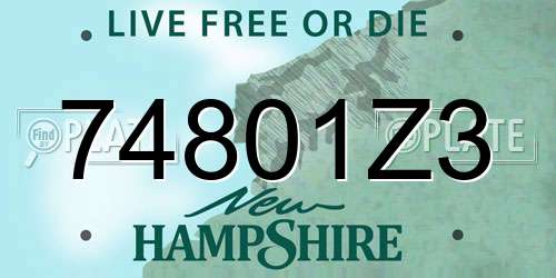74801Z3 New Hampshire License Plate