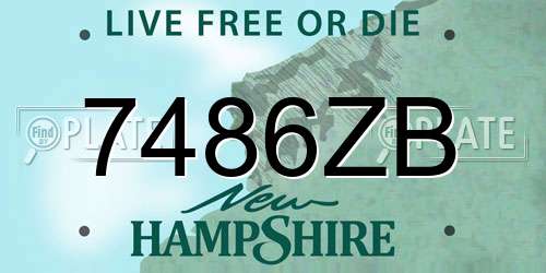 7486ZB New Hampshire License Plate