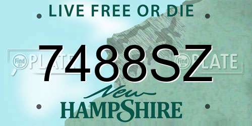 7488SZ New Hampshire License Plate