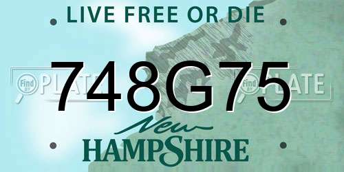 748G75 New Hampshire License Plate