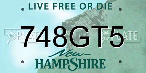 748GT5 New Hampshire License Plate