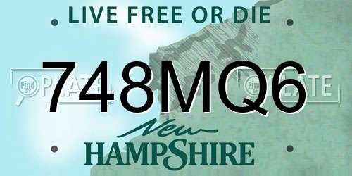 748MQ6 New Hampshire License Plate