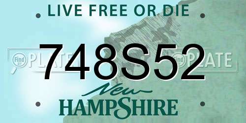 748S52 New Hampshire License Plate