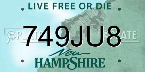 749JU8 New Hampshire License Plate