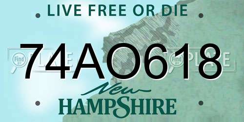 74AO618 New Hampshire License Plate