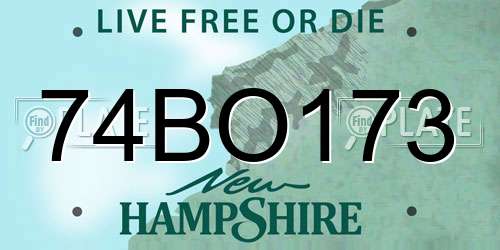 74BO173 New Hampshire License Plate