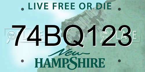 74BQ123 New Hampshire License Plate