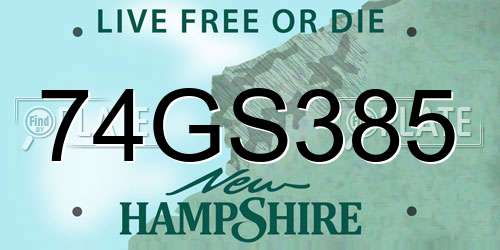 74GS385 New Hampshire License Plate