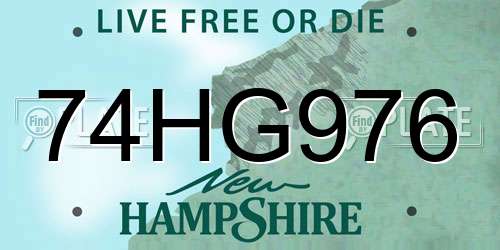 74HG976 New Hampshire License Plate