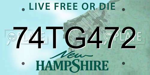 74TG472 New Hampshire License Plate