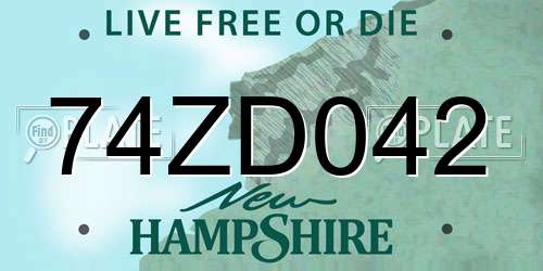 74ZD042 New Hampshire License Plate