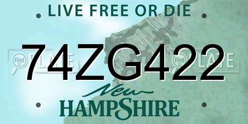 74ZG422 New Hampshire License Plate