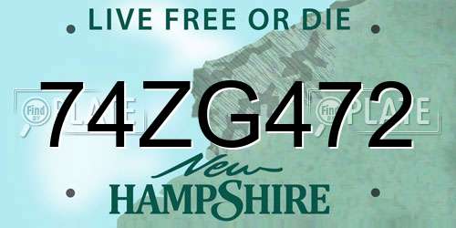 74ZG472 New Hampshire License Plate